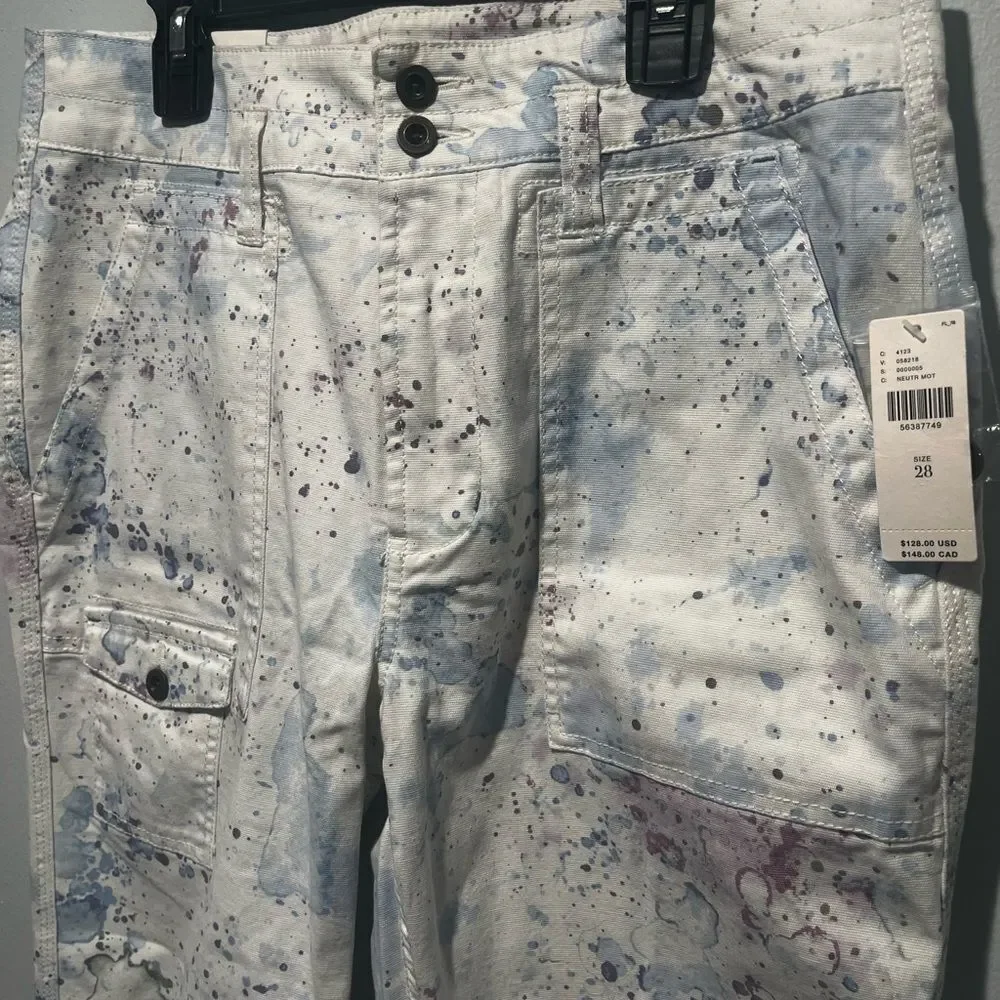 By Anthropologie The Wanderer Watercolor Cargo Utility Pants 28 NWT
